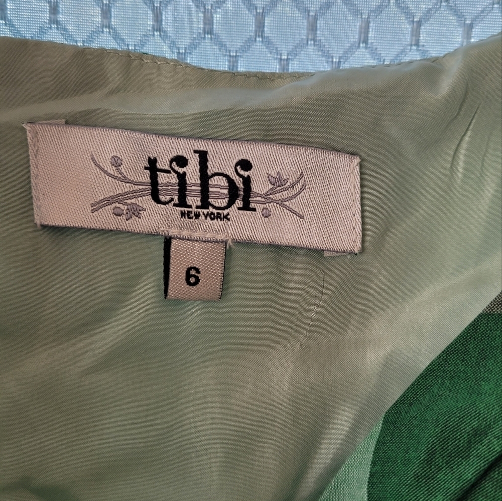 Tibi New York Garden Picnic Plaid Green Empire Cotton Silk Dress Sz 6 - Picture 3 of 6